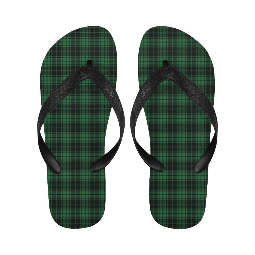 Green Tartan Plaid Pattern Flip Flops-JTAMIGO.COM