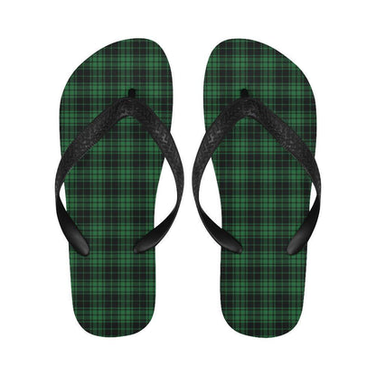 Green Tartan Plaid Pattern Flip Flops-JTAMIGO.COM