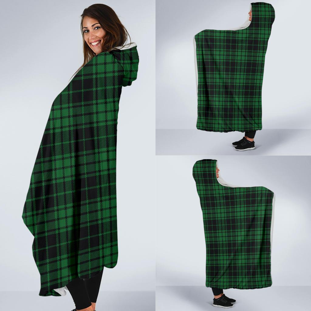 Green Tartan Plaid Pattern Hooded Blanket-JTAMIGO.COM