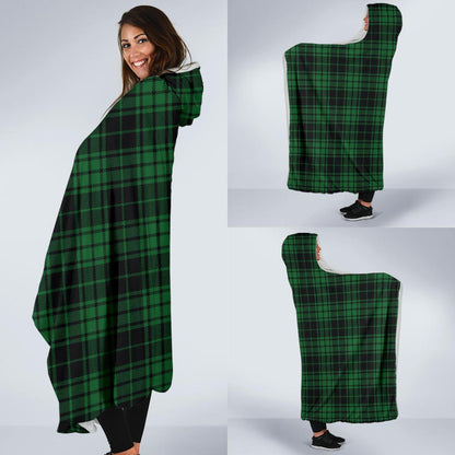 Green Tartan Plaid Pattern Hooded Blanket-JTAMIGO.COM