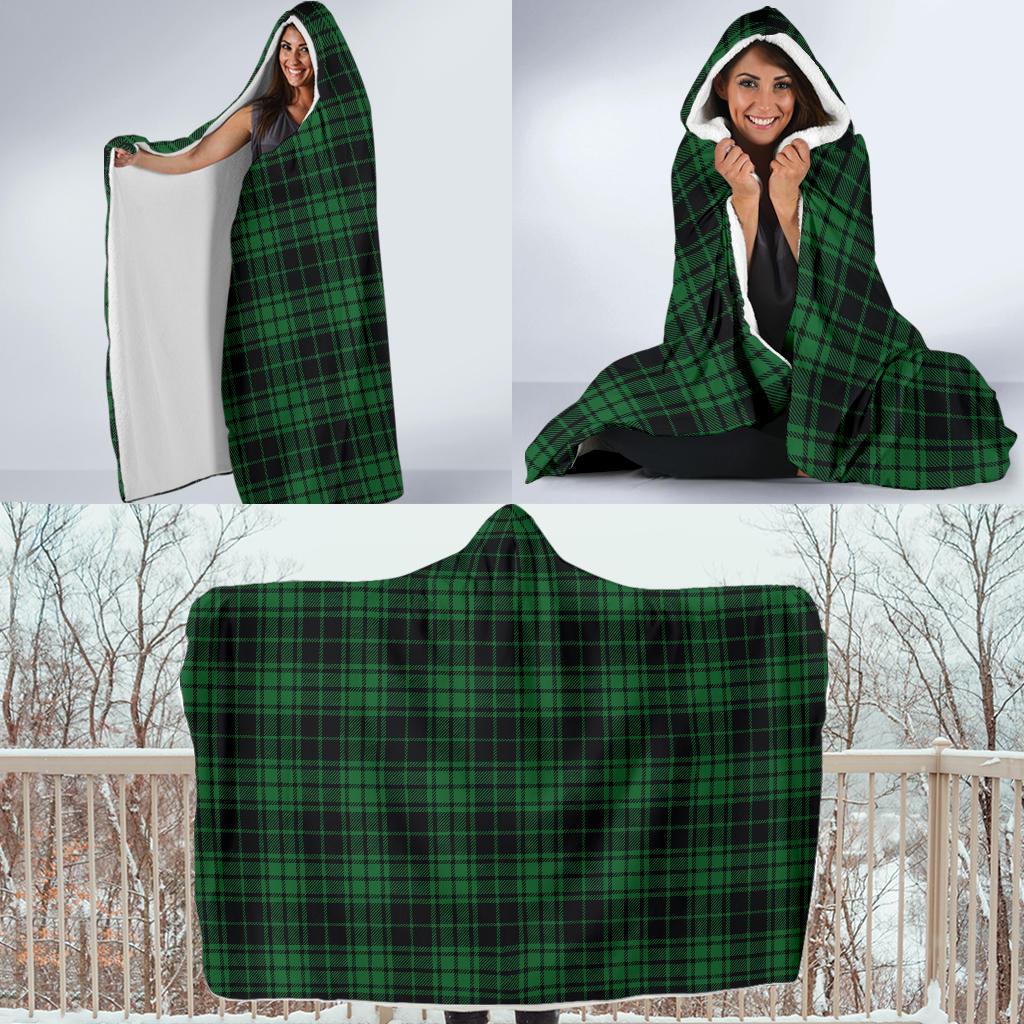Green Tartan Plaid Pattern Hooded Blanket-JTAMIGO.COM