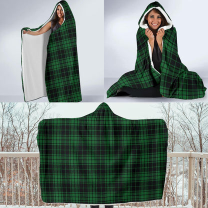 Green Tartan Plaid Pattern Hooded Blanket-JTAMIGO.COM