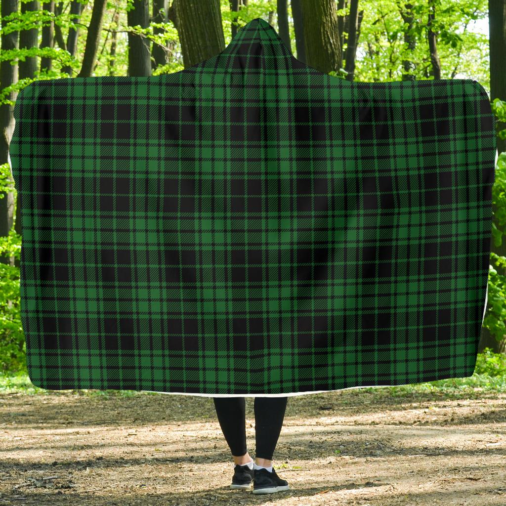 Green Tartan Plaid Pattern Hooded Blanket-JTAMIGO.COM