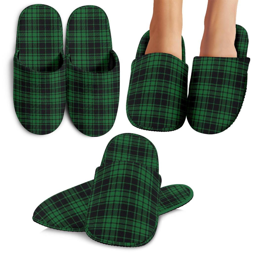 Green Tartan Plaid Pattern House Slippers