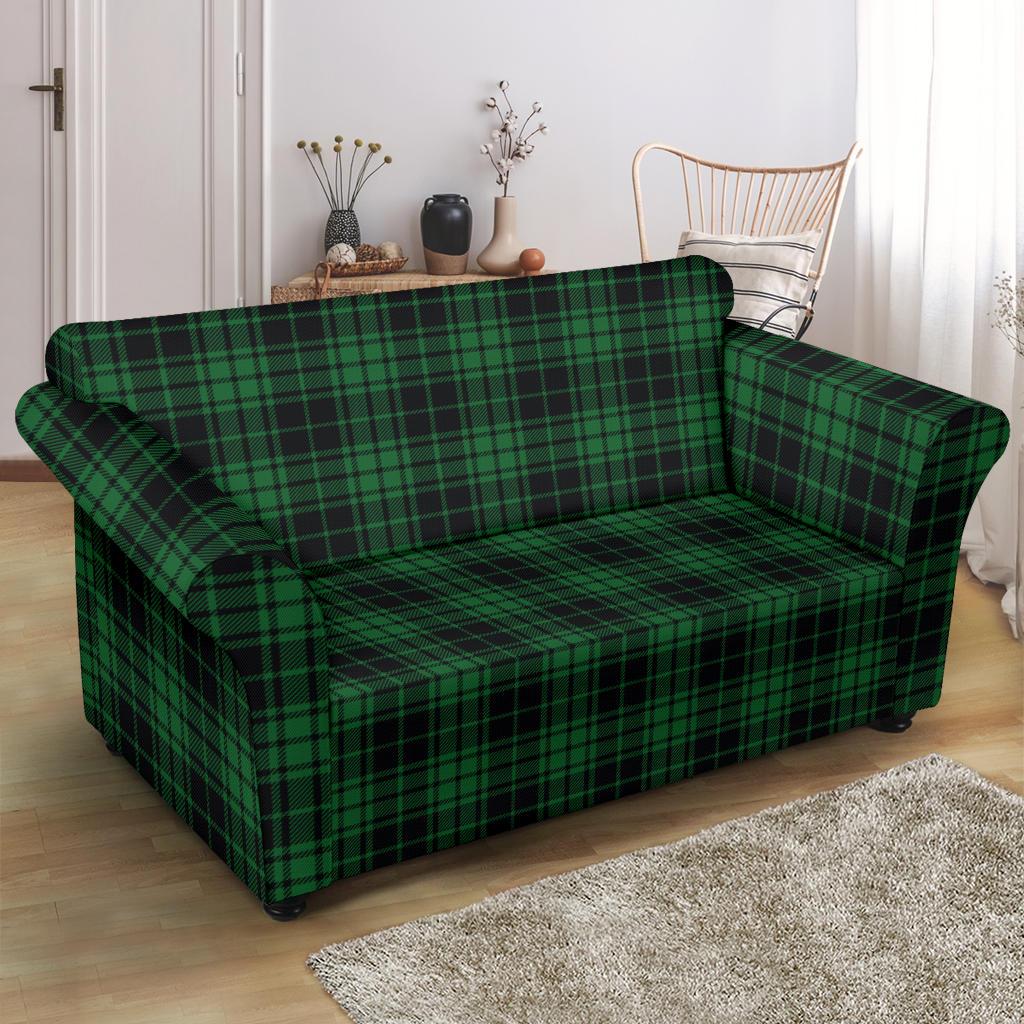 Green Tartan Plaid Pattern Loveseat Slipcover-JTAMIGO.COM