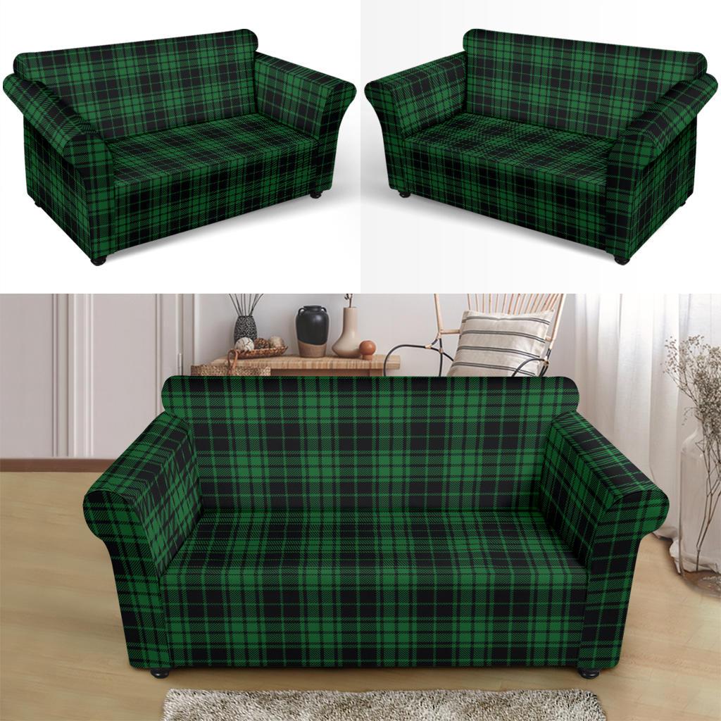 Green Tartan Plaid Pattern Loveseat Slipcover-JTAMIGO.COM