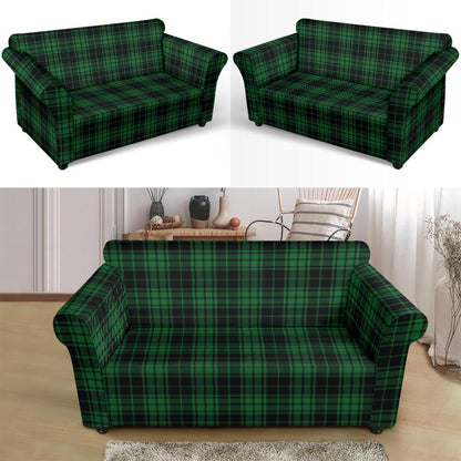 Green Tartan Plaid Pattern Loveseat Slipcover-JTAMIGO.COM