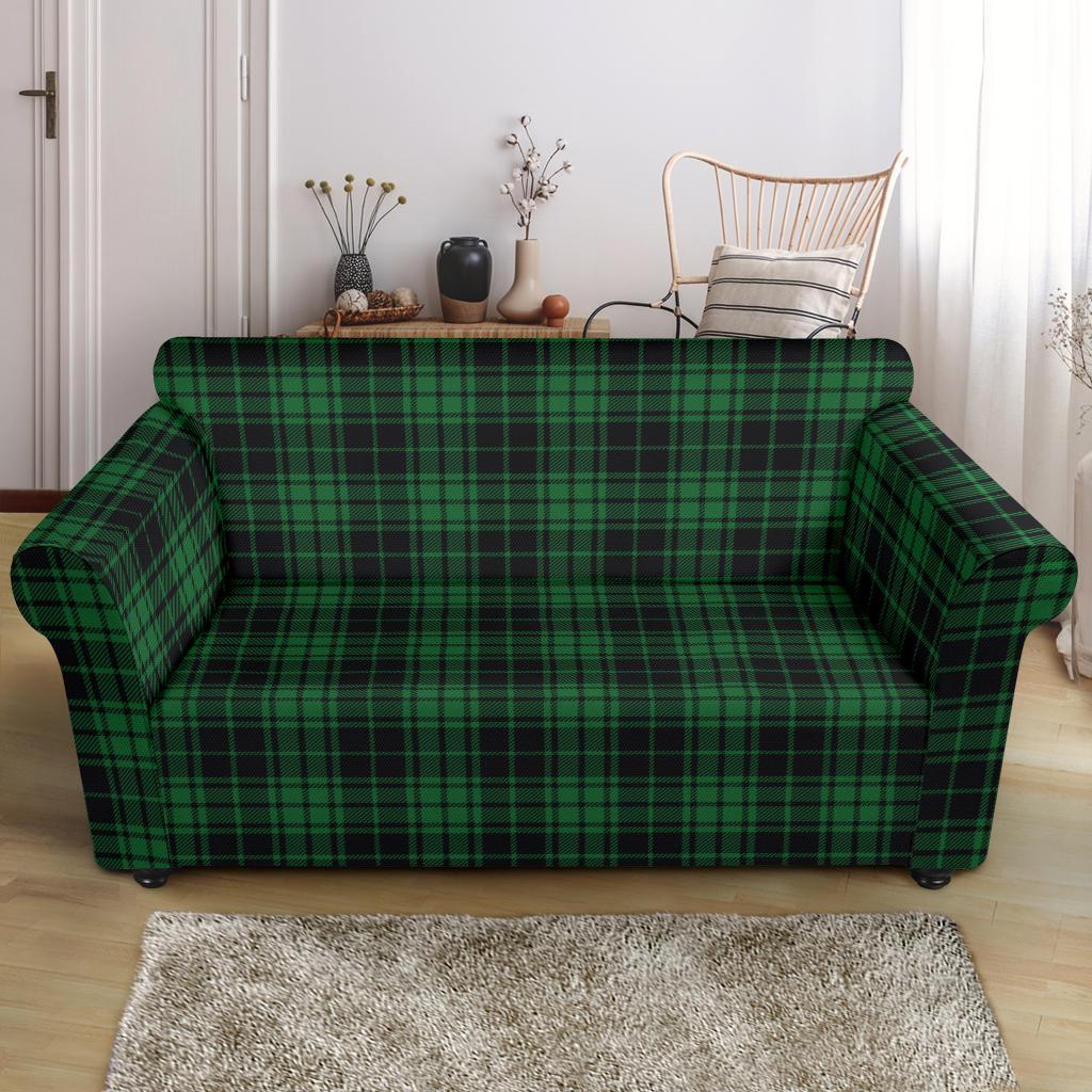 Green Tartan Plaid Pattern Loveseat Slipcover-JTAMIGO.COM