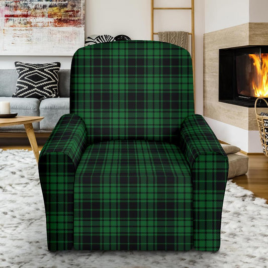 Green Tartan Plaid Pattern Single Sofa Slipcover -JTAMIGO.COM