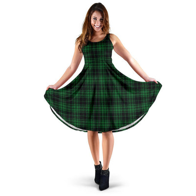 Green Tartan Plaid Pattern Sleeveless Dress