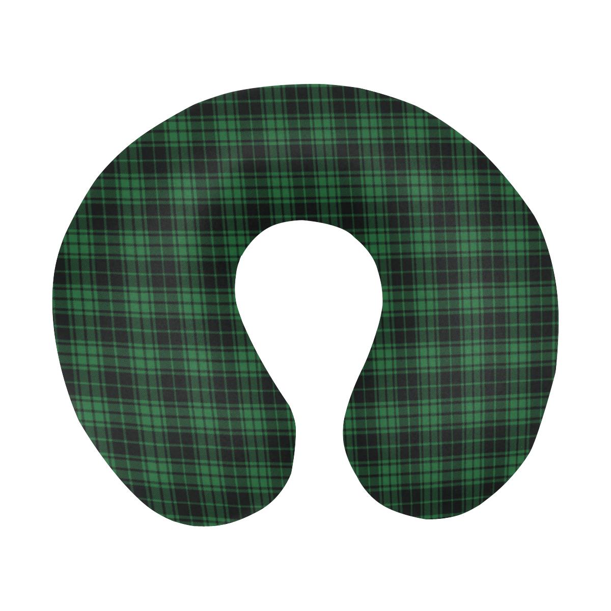 Green Tartan Plaid Pattern U-Shaped Travel Neck Pillow-JTAMIGO.COM