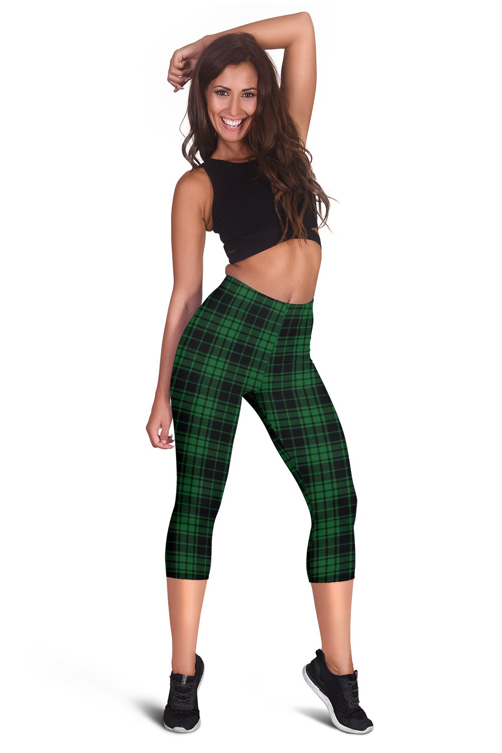 Green Tartan Plaid Pattern Women Capris