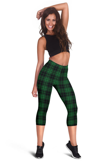 Green Tartan Plaid Pattern Women Capris
