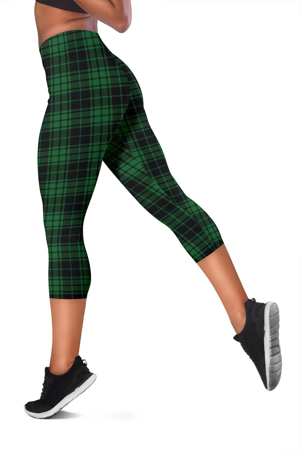 Green Tartan Plaid Pattern Women Capris