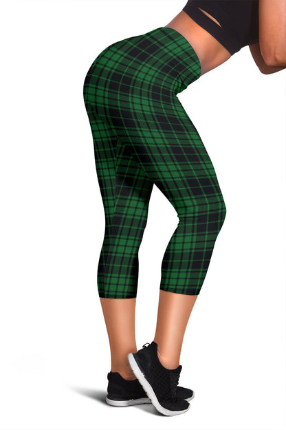 Green Tartan Plaid Pattern Women Capris