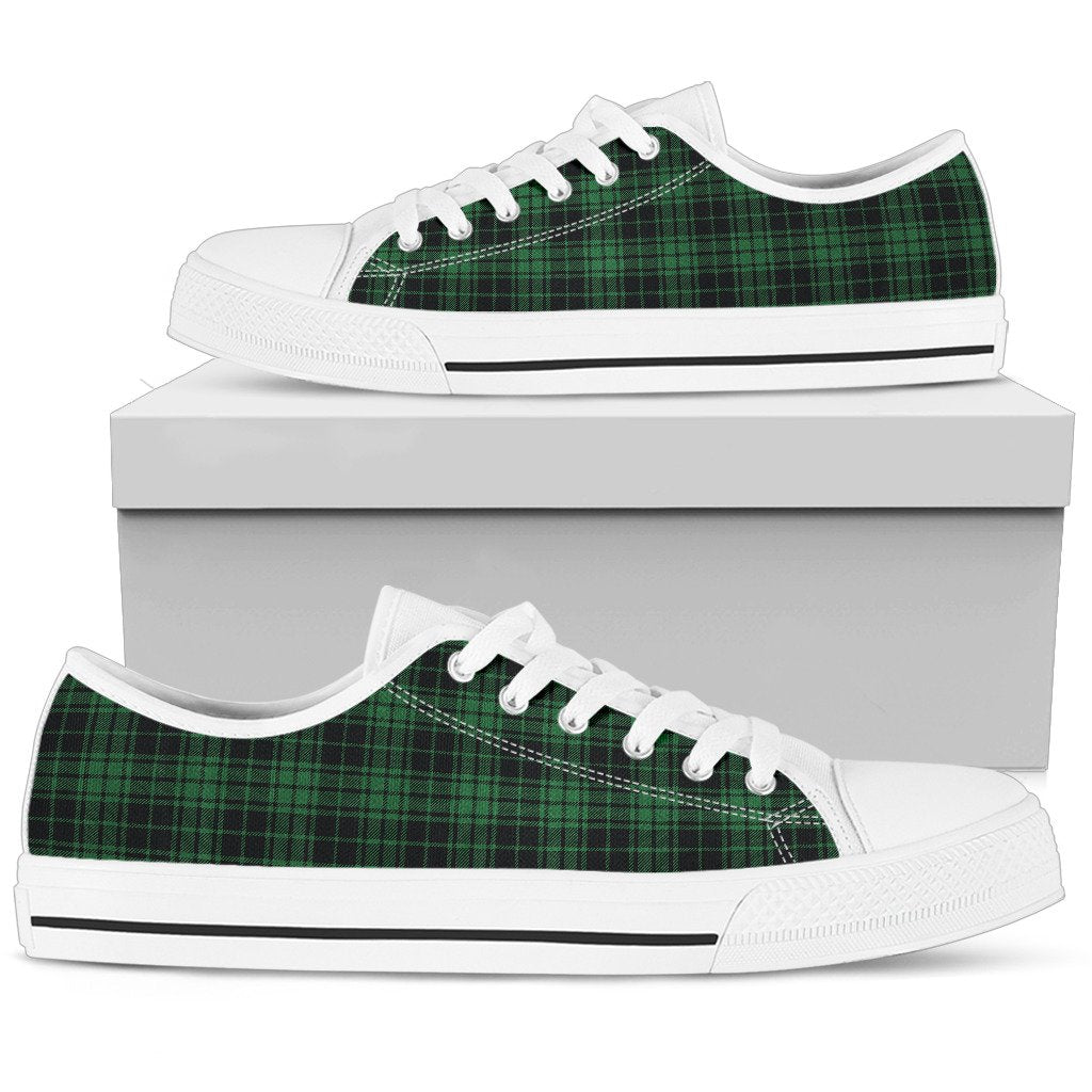 Green Tartan Plaid Pattern Women Low Top Shoes