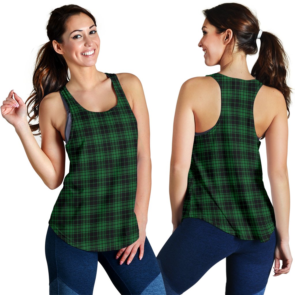 Green Tartan Plaid Pattern Women Racerback Tank Top