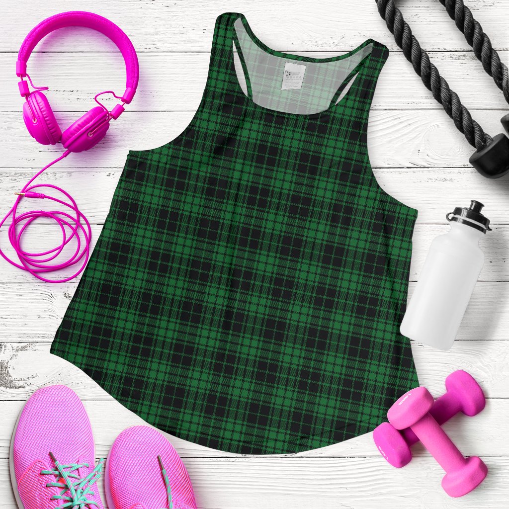 Green Tartan Plaid Pattern Women Racerback Tank Top