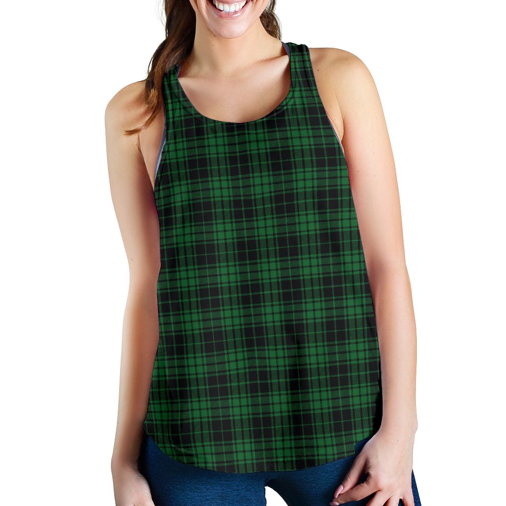 Green Tartan Plaid Pattern Women Racerback Tank Top