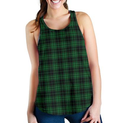 Green Tartan Plaid Pattern Women Racerback Tank Top