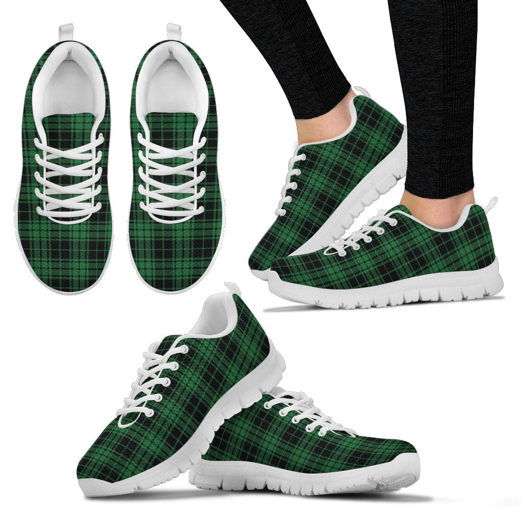 Green Tartan Plaid Pattern Women Sneakers Shoes
