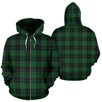 Green Tartan Plaid Pattern Zip Up Hoodie