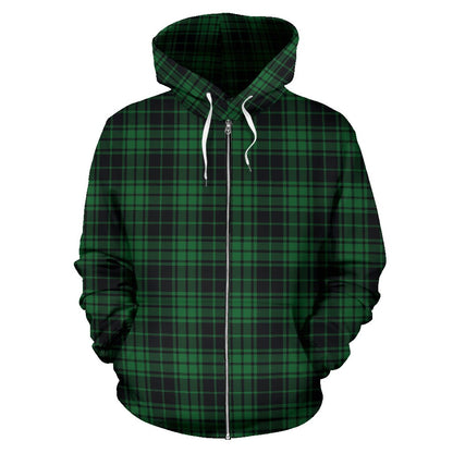 Green Tartan Plaid Pattern Zip Up Hoodie