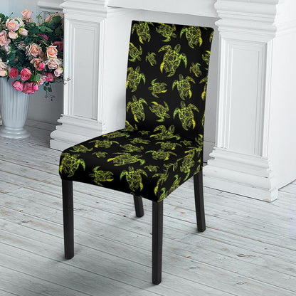 Green Tribal Turtle Polynesian Themed Dining Chair Slipcover-JTAMIGO.COM