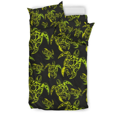 Green Tribal Turtle Polynesian Themed Duvet Cover Bedding Set