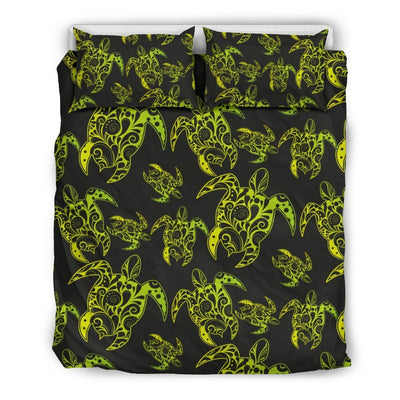 Green Tribal Turtle Polynesian Themed Duvet Cover Bedding Set