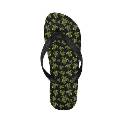 Green Tribal Turtle Polynesian Themed Flip Flops-JTAMIGO.COM