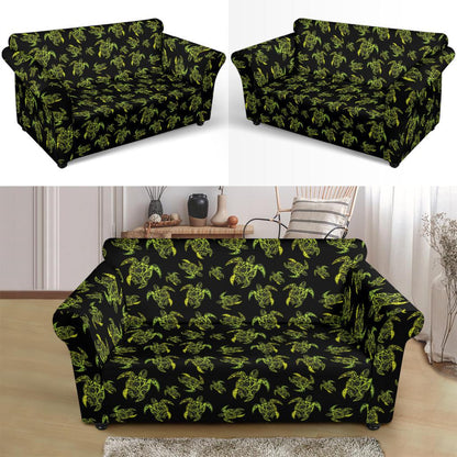 Green Tribal Turtle Polynesian Themed Loveseat Slipcover-JTAMIGO.COM