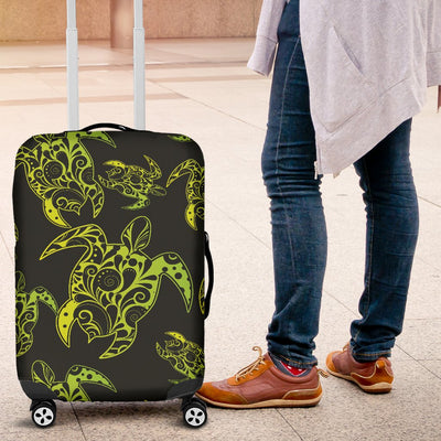 Green Tribal Turtle Polynesian Themed Luggage Cover Protector