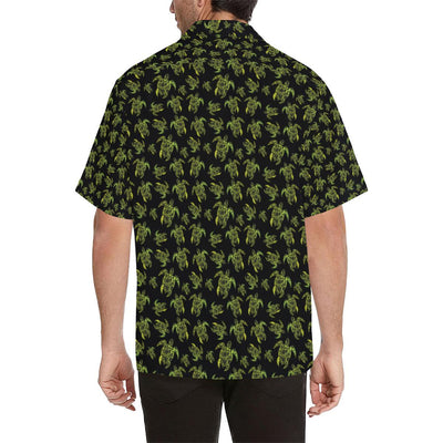 Green Tribal Turtle Polynesian Themed Men Aloha Hawaiian Shirt