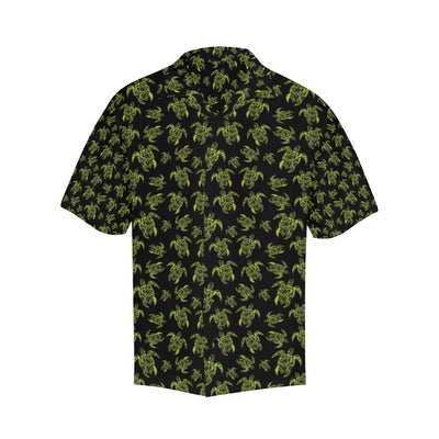 Green Tribal Turtle Polynesian Themed Men Aloha Hawaiian Shirt