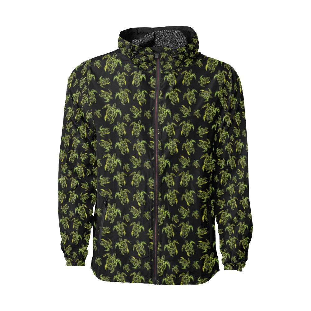 Green Tribal Turtle Polynesian Themed Men Windbreaker Jacket-JTAMIGO.COM