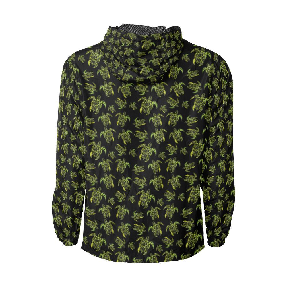 Green Tribal Turtle Polynesian Themed Men Windbreaker Jacket-JTAMIGO.COM