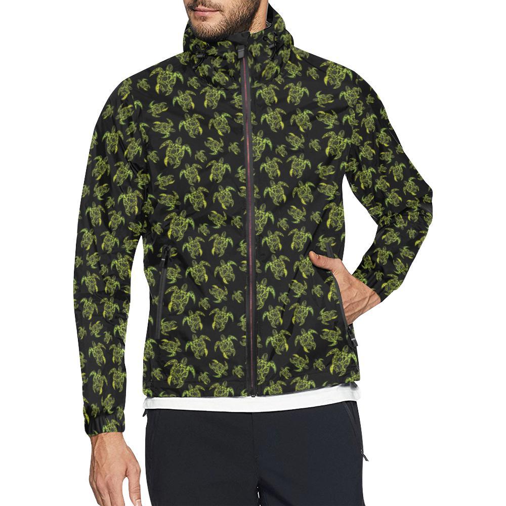 Green Tribal Turtle Polynesian Themed Men Windbreaker Jacket-JTAMIGO.COM
