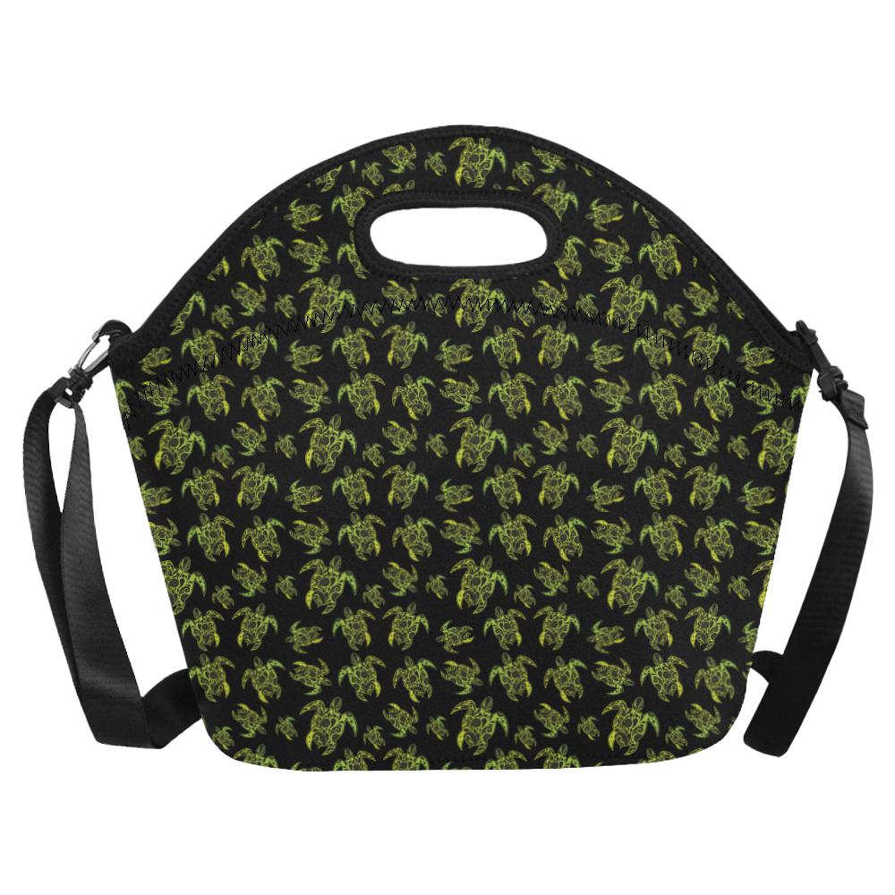 Green Tribal Turtle Polynesian Themed Neoprene Lunch Bag (Model 1669)(Large)-JTAMIGO.COM