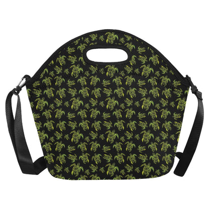 Green Tribal Turtle Polynesian Themed Neoprene Lunch Bag (Model 1669)(Large)-JTAMIGO.COM