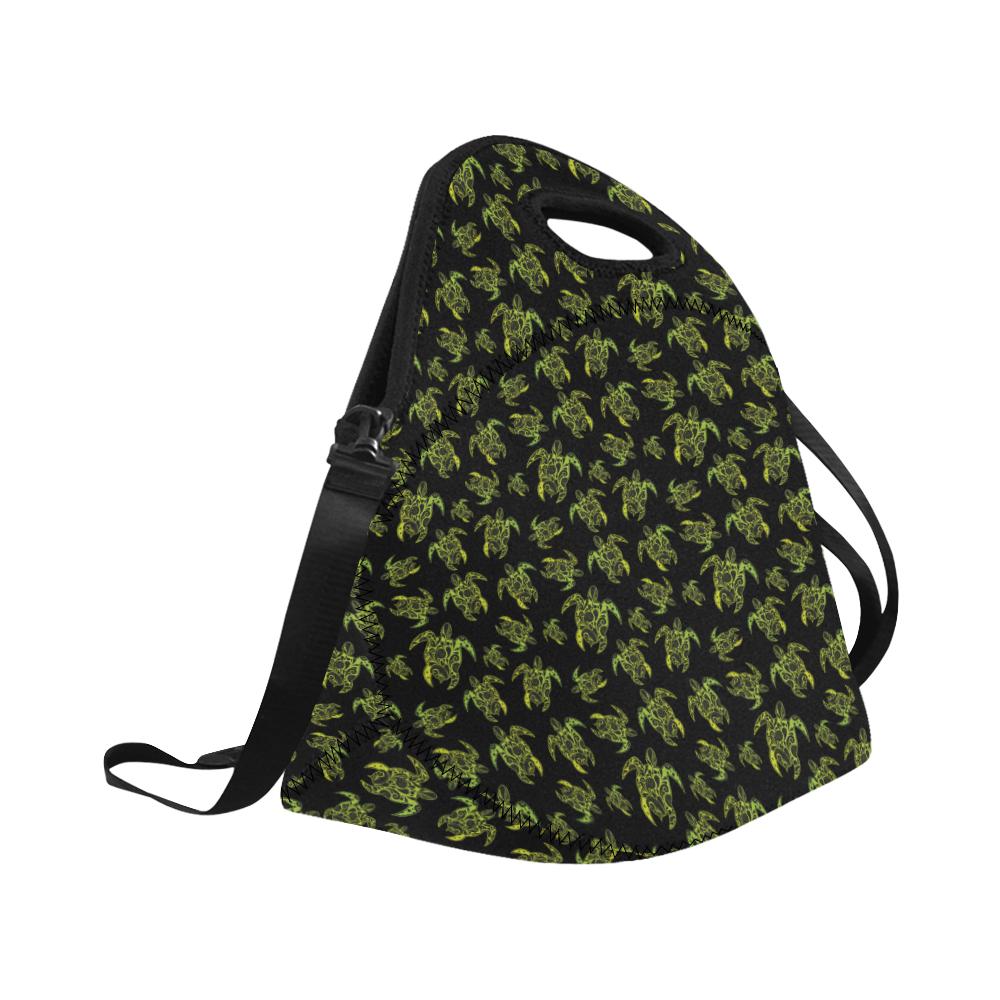 Green Tribal Turtle Polynesian Themed Neoprene Lunch Bag (Model 1669)(Large)-JTAMIGO.COM