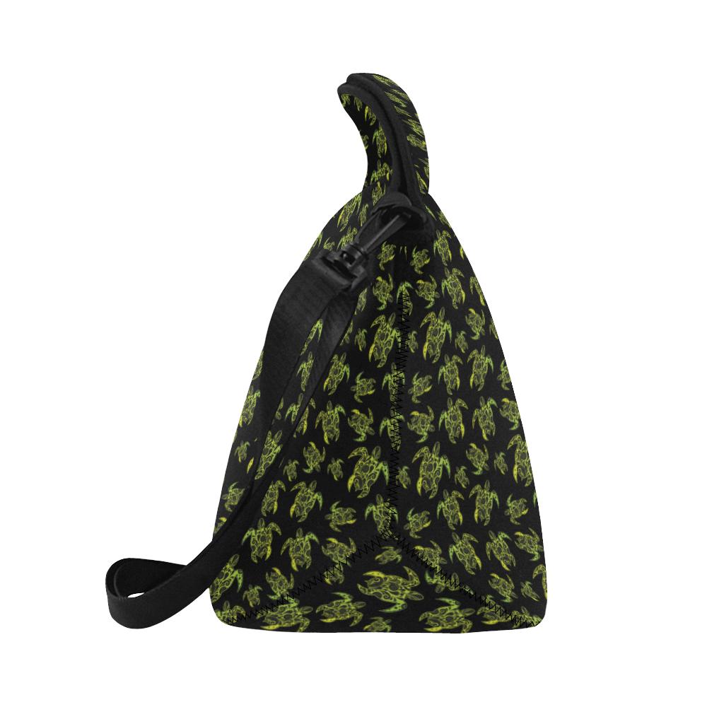 Green Tribal Turtle Polynesian Themed Neoprene Lunch Bag (Model 1669)(Large)-JTAMIGO.COM