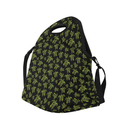 Green Tribal Turtle Polynesian Themed Neoprene Lunch Bag (Model 1669)(Large)-JTAMIGO.COM