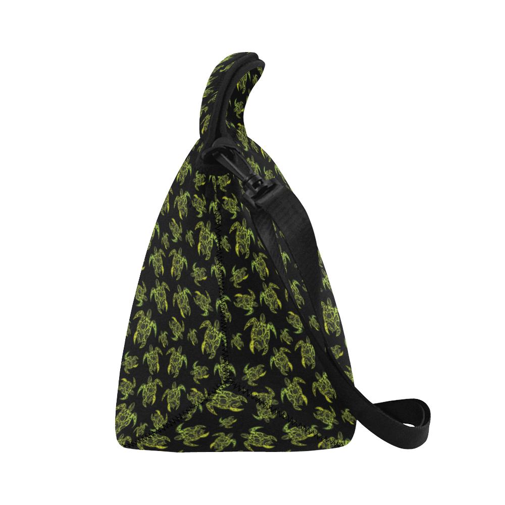 Green Tribal Turtle Polynesian Themed Neoprene Lunch Bag (Model 1669)(Large)-JTAMIGO.COM