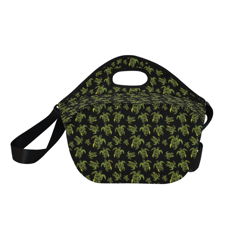 Green Tribal Turtle Polynesian Themed Neoprene Lunch Bag (Model 1669)(Large)-JTAMIGO.COM
