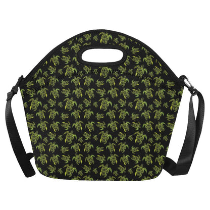 Green Tribal Turtle Polynesian Themed Neoprene Lunch Bag (Model 1669)(Large)-JTAMIGO.COM