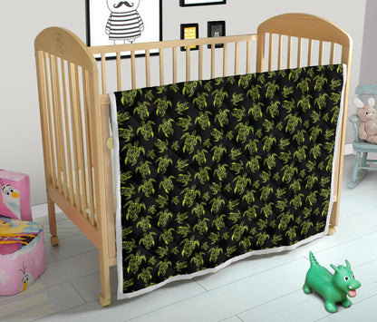 Green Tribal Turtle Polynesian Themed Premium Quilt-JTAMIGO.COM