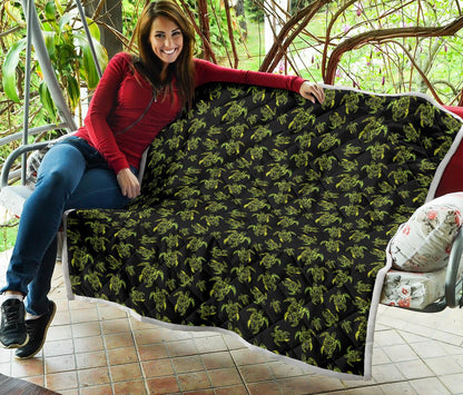 Green Tribal Turtle Polynesian Themed Premium Quilt-JTAMIGO.COM