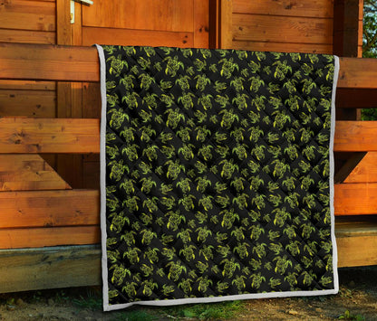 Green Tribal Turtle Polynesian Themed Premium Quilt-JTAMIGO.COM
