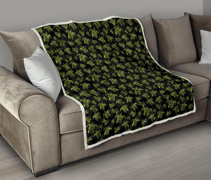 Green Tribal Turtle Polynesian Themed Premium Quilt-JTAMIGO.COM